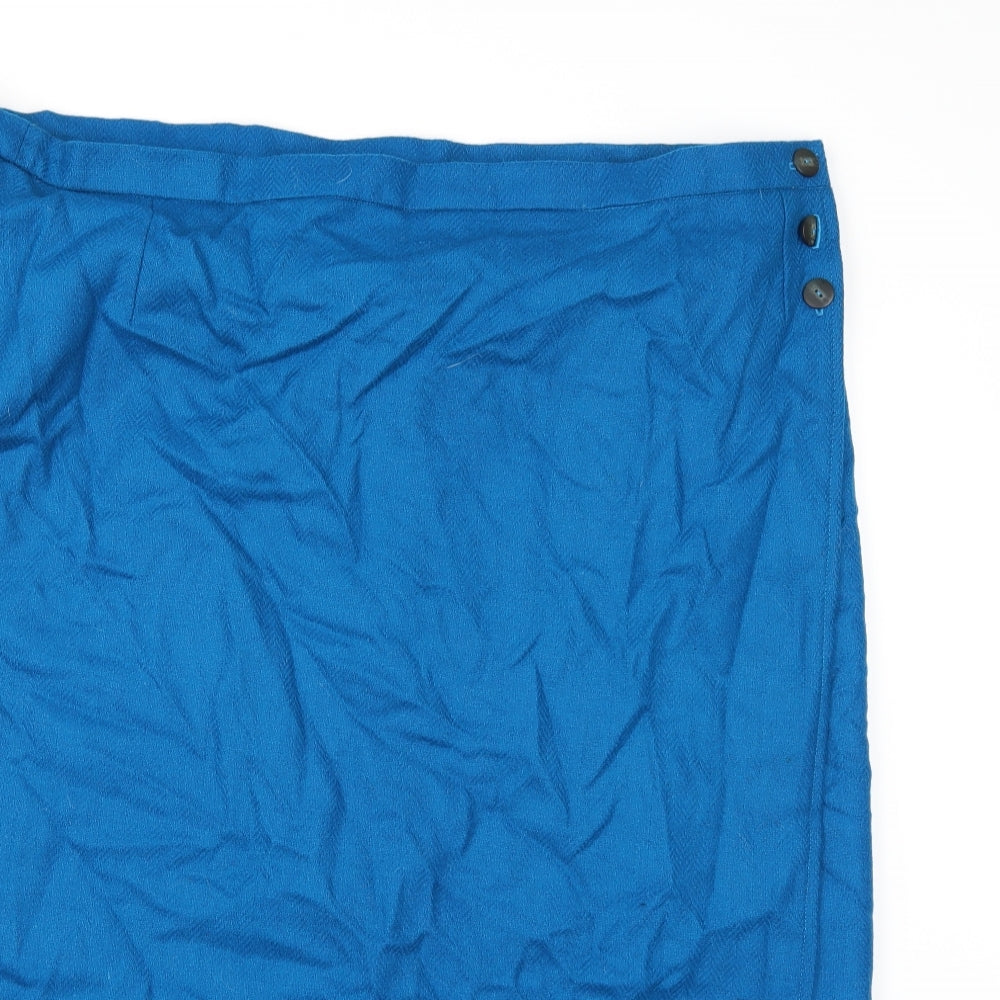 Preworn Womens Blue Herringbone  A-Line Skirt