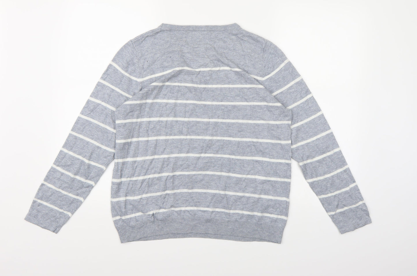 Bonmarché Womens Grey Striped Knit Pullover Jumper Size 14