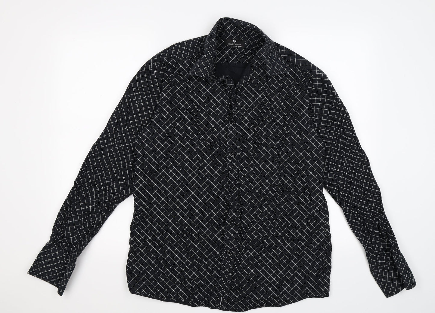 outrage Mens Black Argyle/Diamond   Button-Up Size M