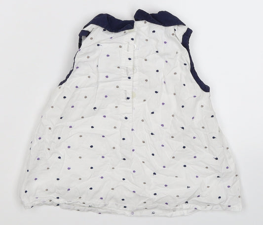 TU Girls White Polka Dot  Tunic T-Shirt Size 2-3 Years