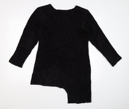 SLY Womens Black Striped Knit Jumper Dress  One Size  - Asymmetric