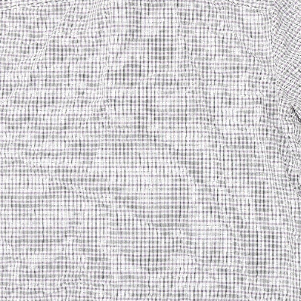 Marks and Spencer Mens White Plaid   Button-Up Size L