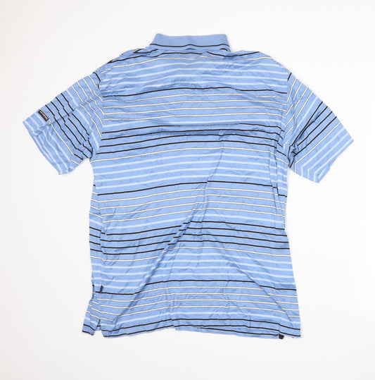 Meantime Womens Blue Striped  Basic Polo Size XL