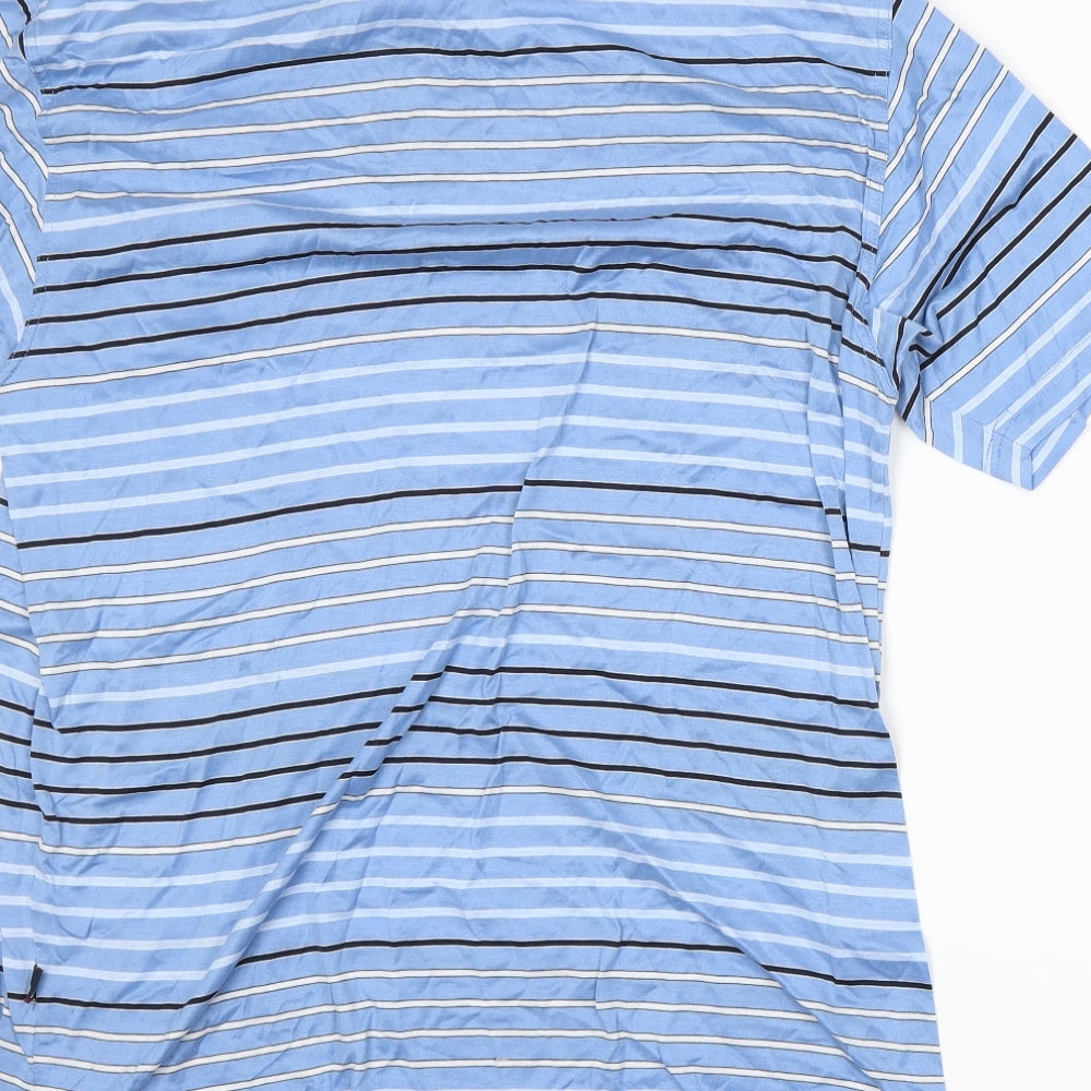 Meantime Womens Blue Striped  Basic Polo Size XL