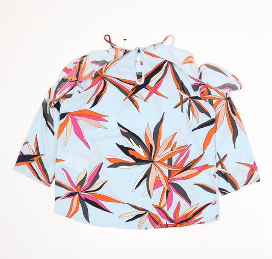 Only Womens Blue Floral  Basic T-Shirt Size 6