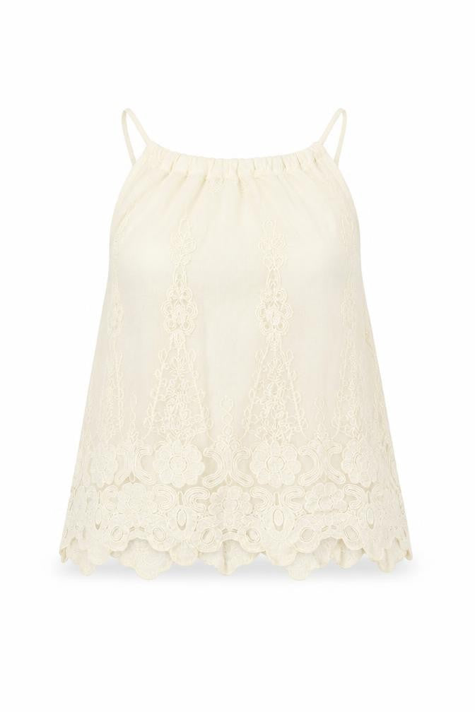 Front view of New Look women’s beige camisole tank, size UK 8