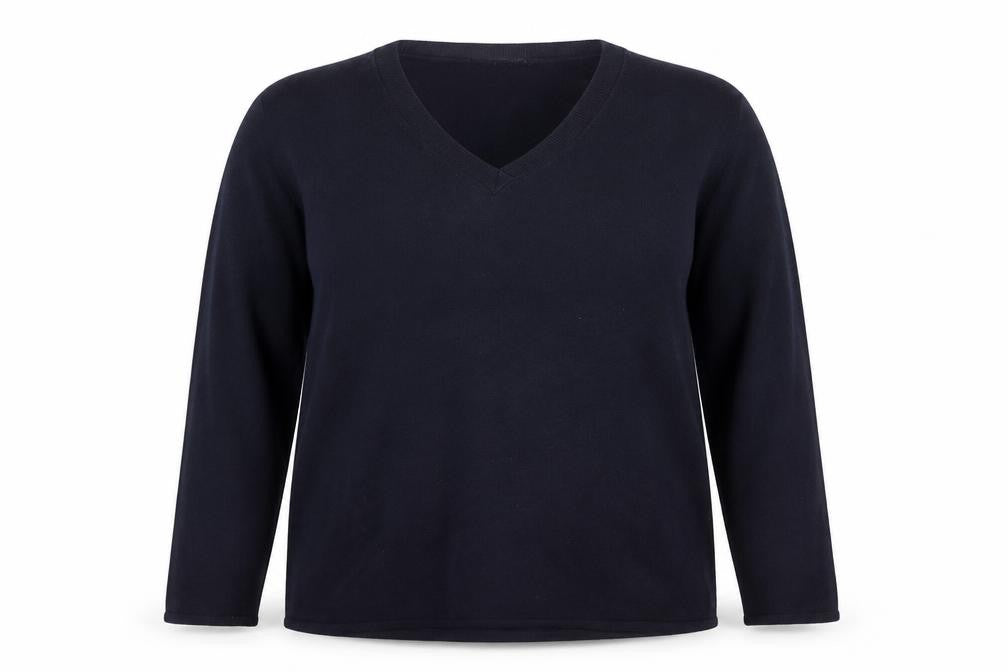 Front view of Bonmarché women’s blue knit jumper, size XL