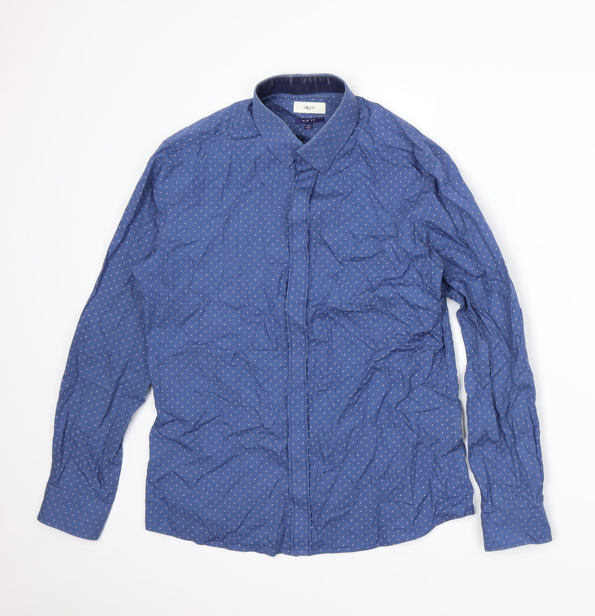 Front view of G2000 men’s blue dress shirt, size 15.5
