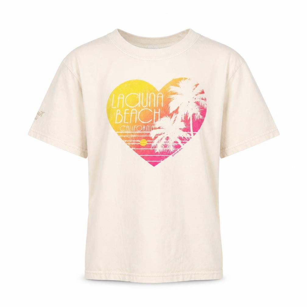 Front view of Crazy Shirts girls’ beige basic t-shirt, size M