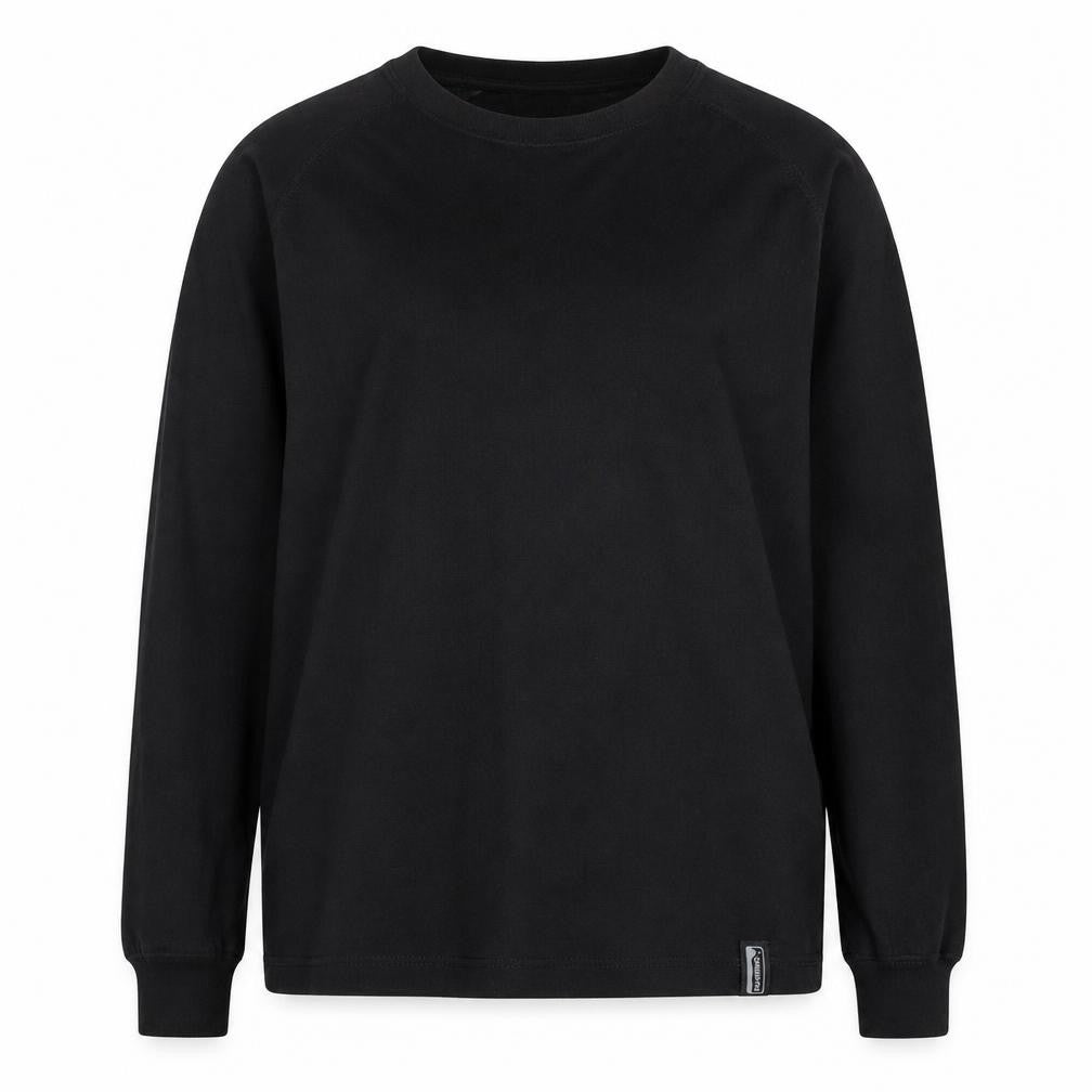 Front view of snowpro girls’ black basic t-shirt, size XL