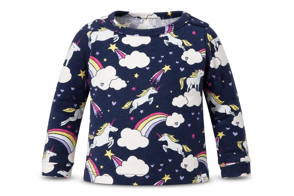 Front view of Gap girls’ blue basic t-shirt, size 12-18, months