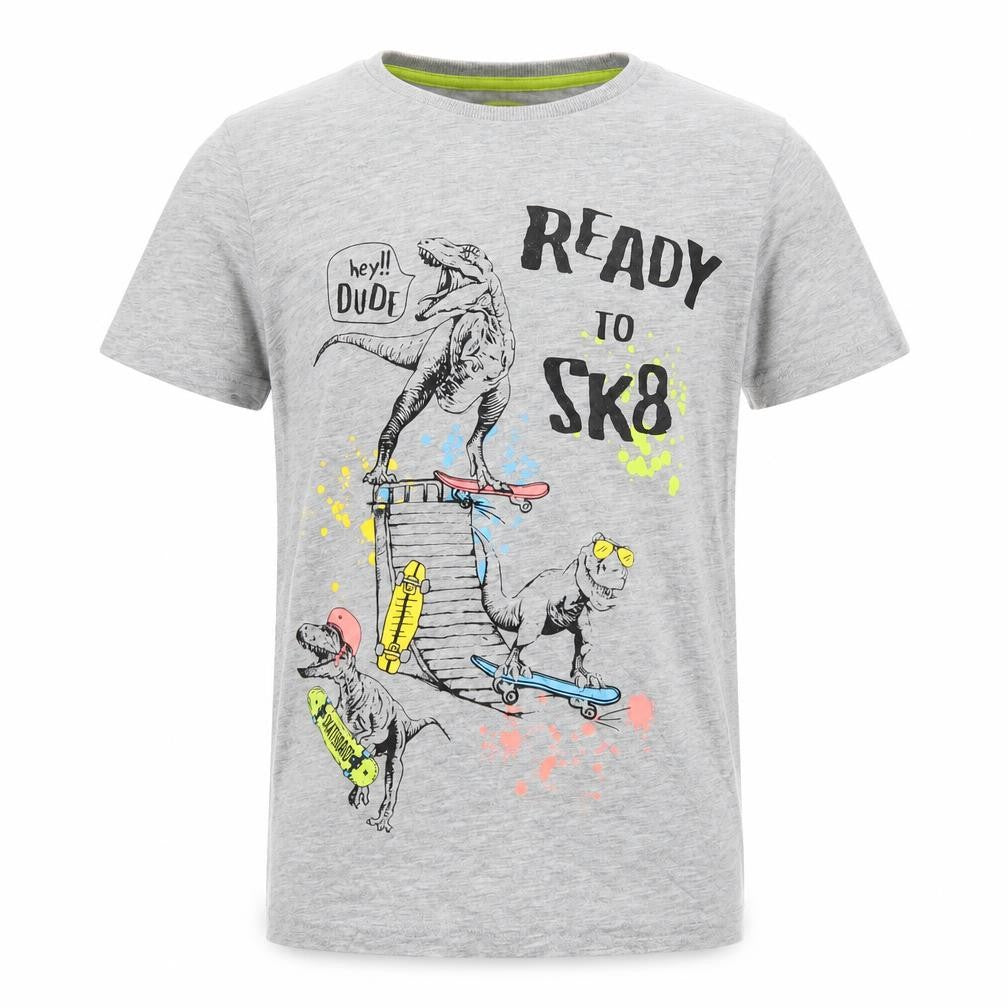 Front view of Preworn boys’ grey basic t-shirt, size 10, years