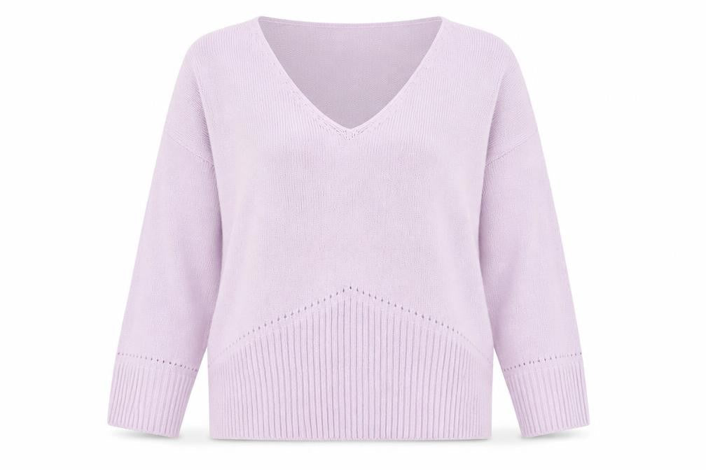 Front view of MINUTE women’s purple jumper, size UK 12