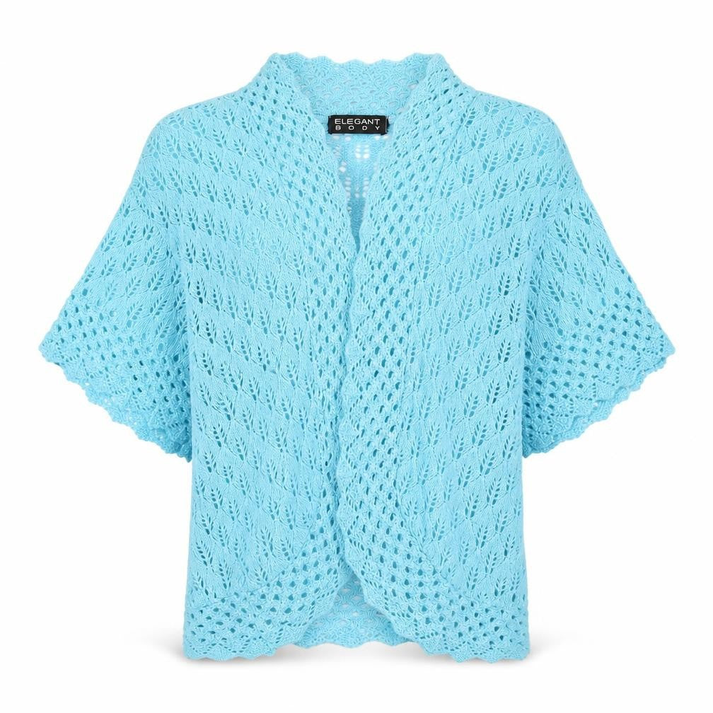 Front view of Elegant Body women’s blue cardigan jumper, size M