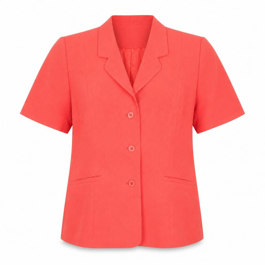 Front view of Precis women’s orange jacket, size UK 14