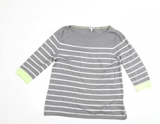 Street One Womens Grey Striped  Basic T-Shirt Size 12