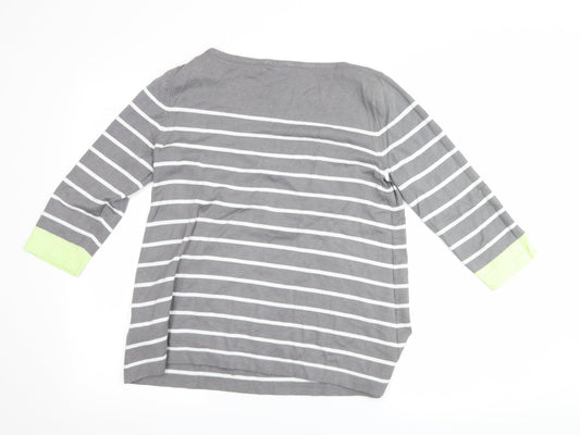 Street One Womens Grey Striped  Basic T-Shirt Size 12