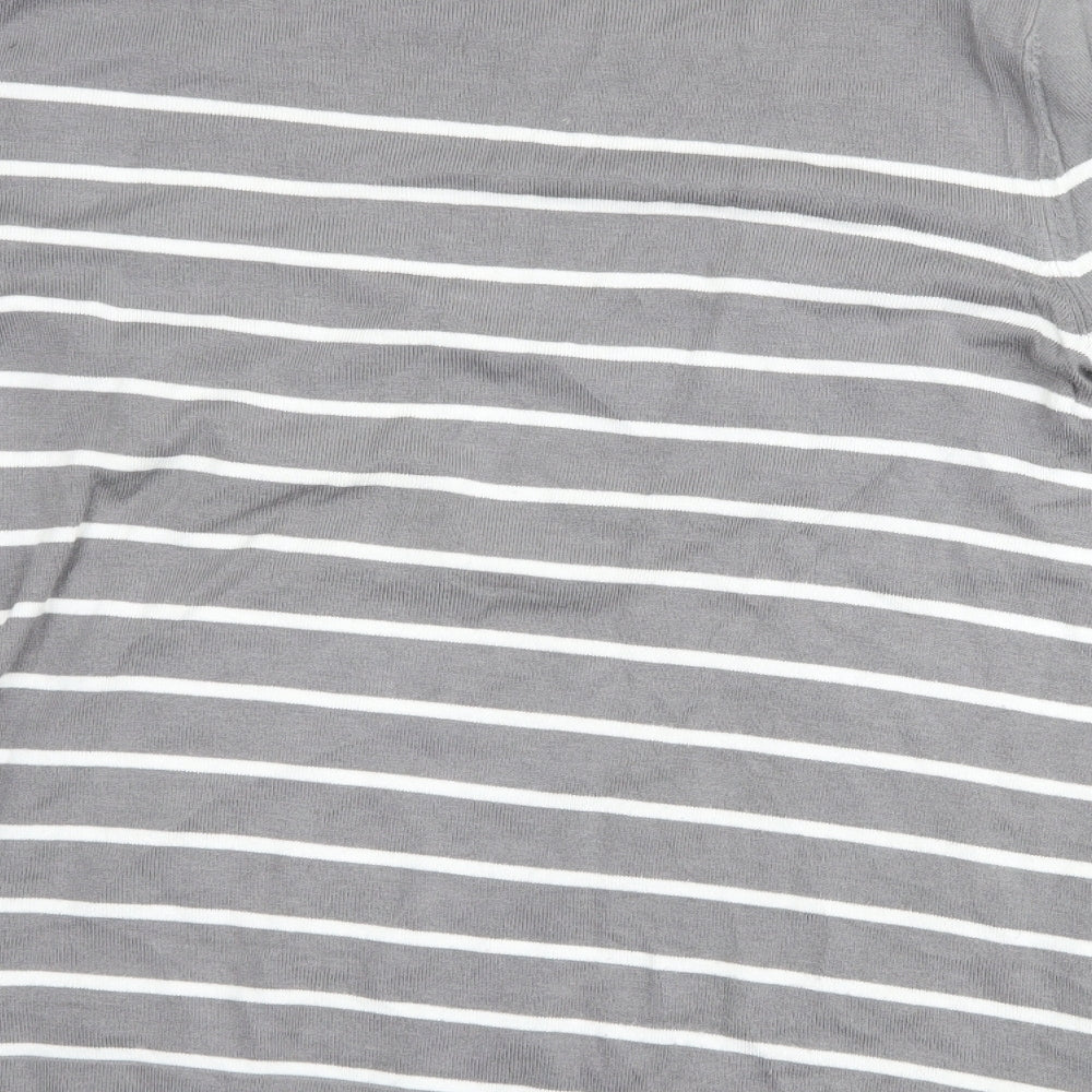 Street One Womens Grey Striped  Basic T-Shirt Size 12