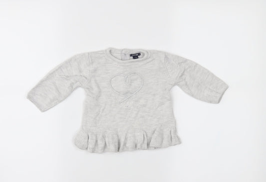 Kiabi Girls Grey   Pullover Jumper Size 6-9 Months