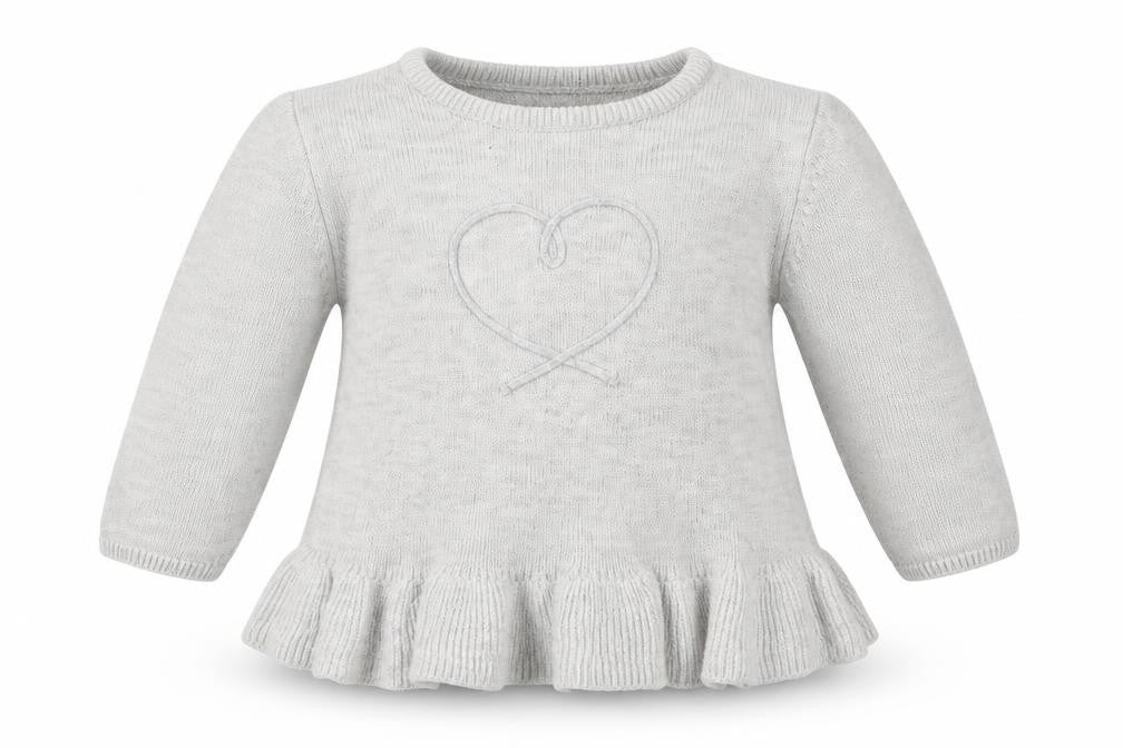 Front view of Kiabi girls’ grey jumper, size 6-9, months