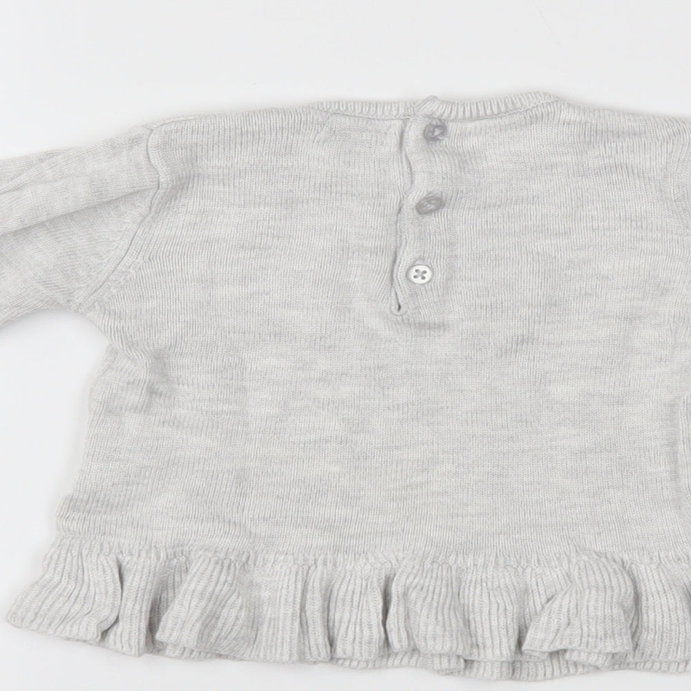 Kiabi Girls Grey   Pullover Jumper Size 6-9 Months
