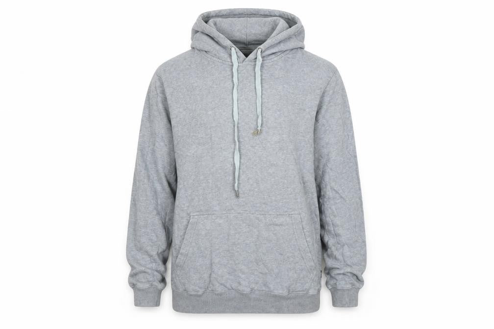 Front view of Swell basics women’s grey pullover hoodie, size M