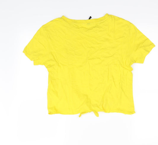 Divided Womens Yellow   Cropped T-Shirt Size S