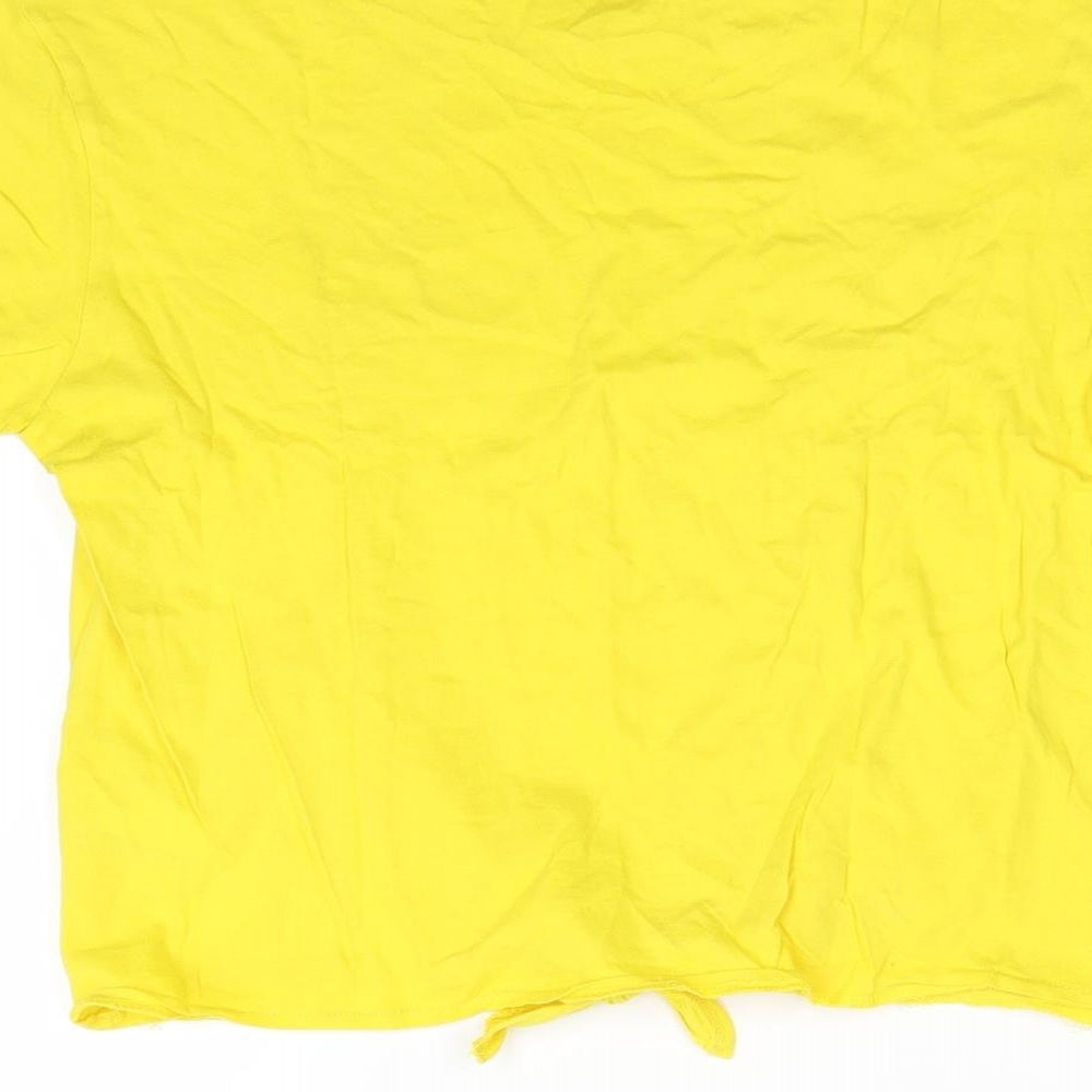 Divided Womens Yellow   Cropped T-Shirt Size S