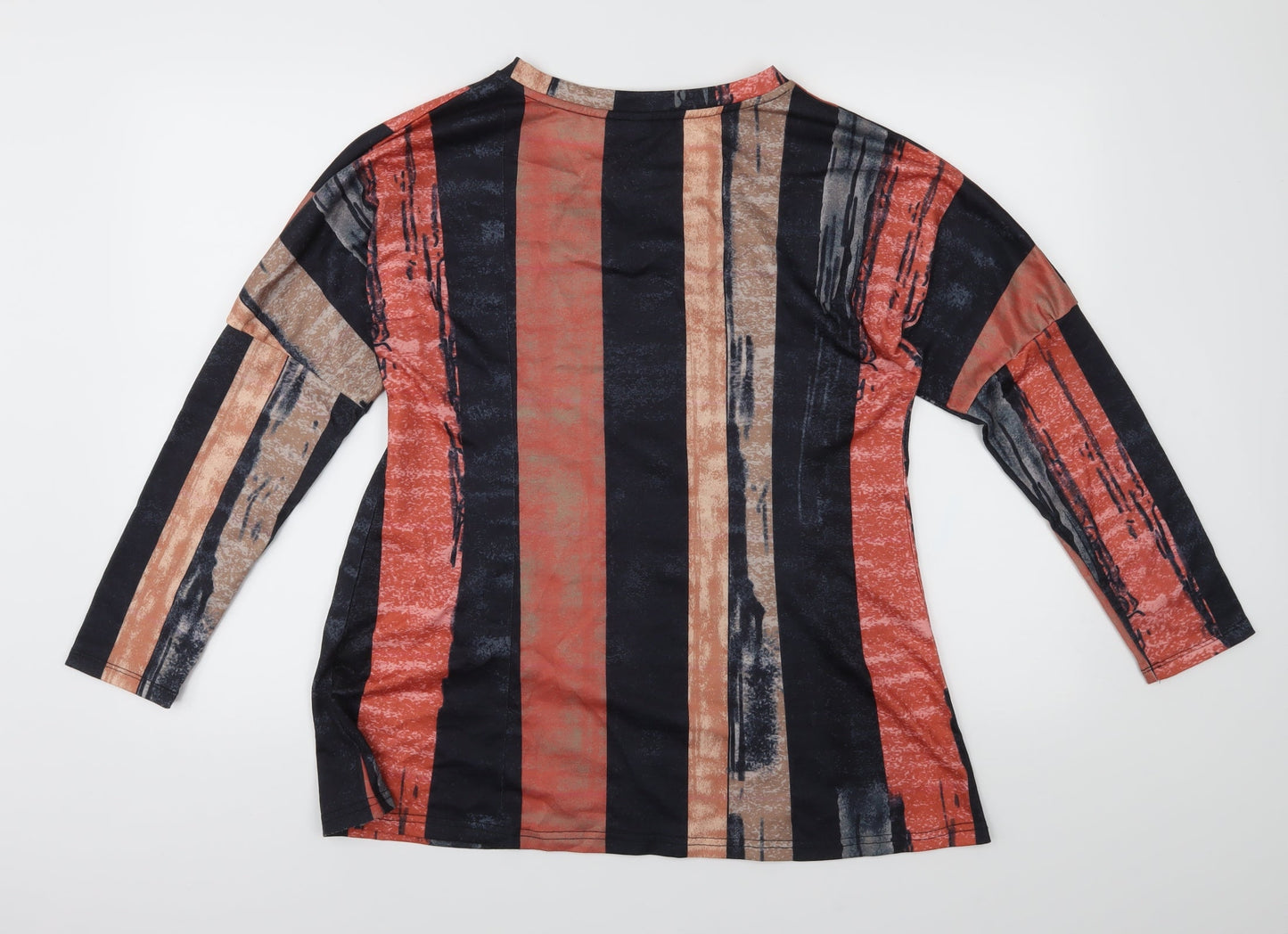 Exclusive Womens Orange Striped  Basic T-Shirt Size L