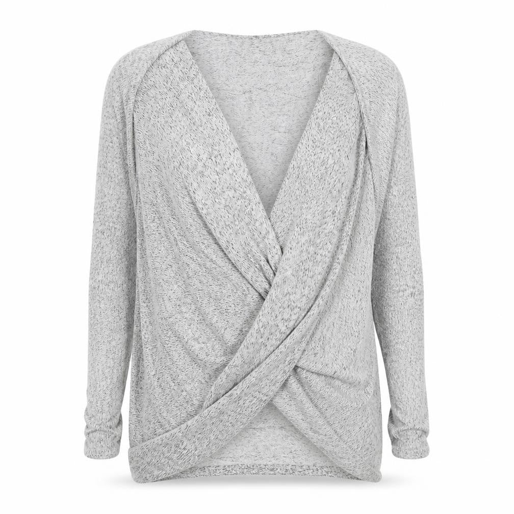 Front view of River Island women’s grey knit jumper, size UK 6
