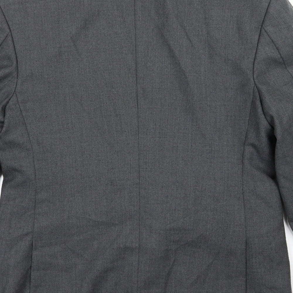 Preworn Mens Grey  Rayon Jacket Suit Jacket Size 36