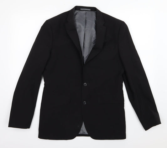 Cedar Wood State Mens Black  Rayon Jacket Suit Jacket Size 38