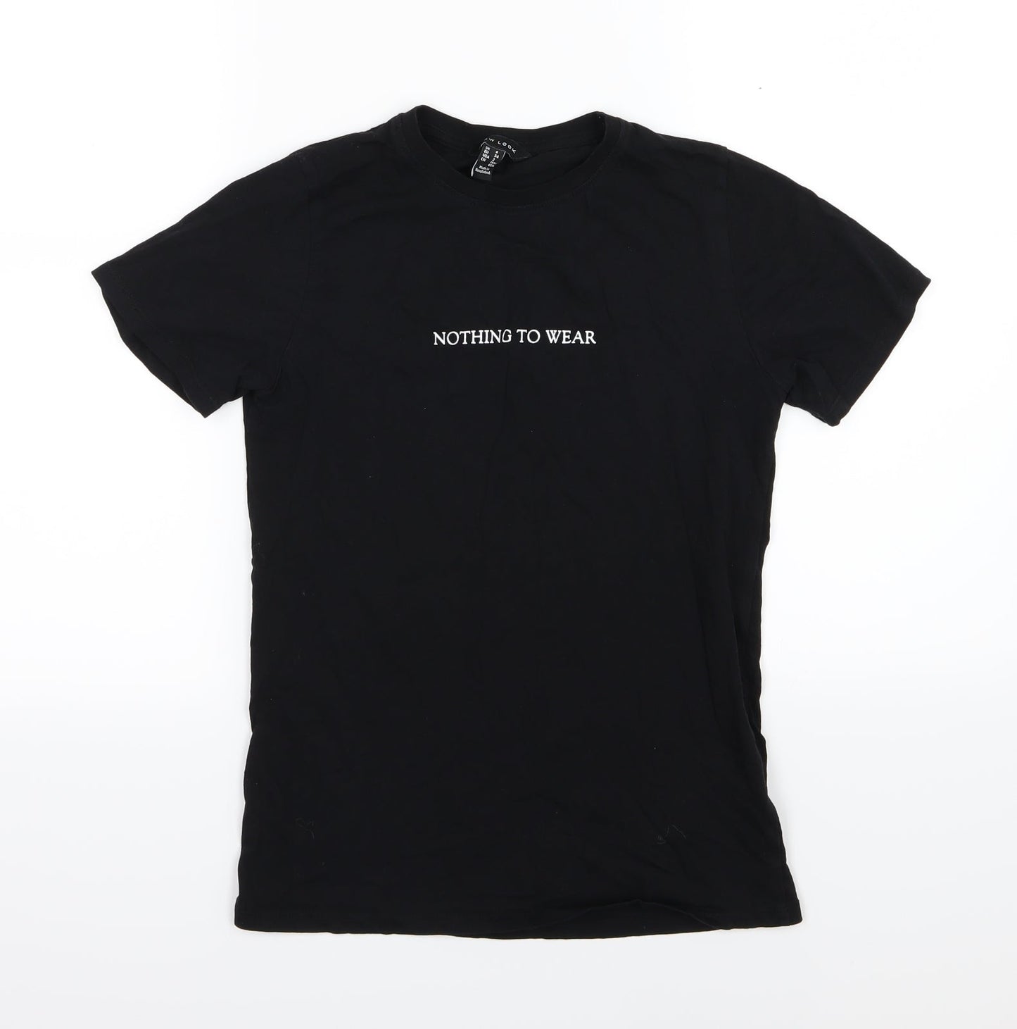 New Look Womens Black  Jersey Basic T-Shirt Size 6  - Nothing To Wear Slogan