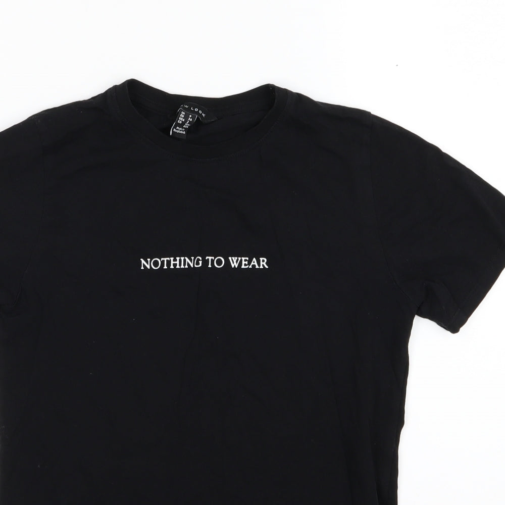 New Look Womens Black  Jersey Basic T-Shirt Size 6  - Nothing To Wear Slogan