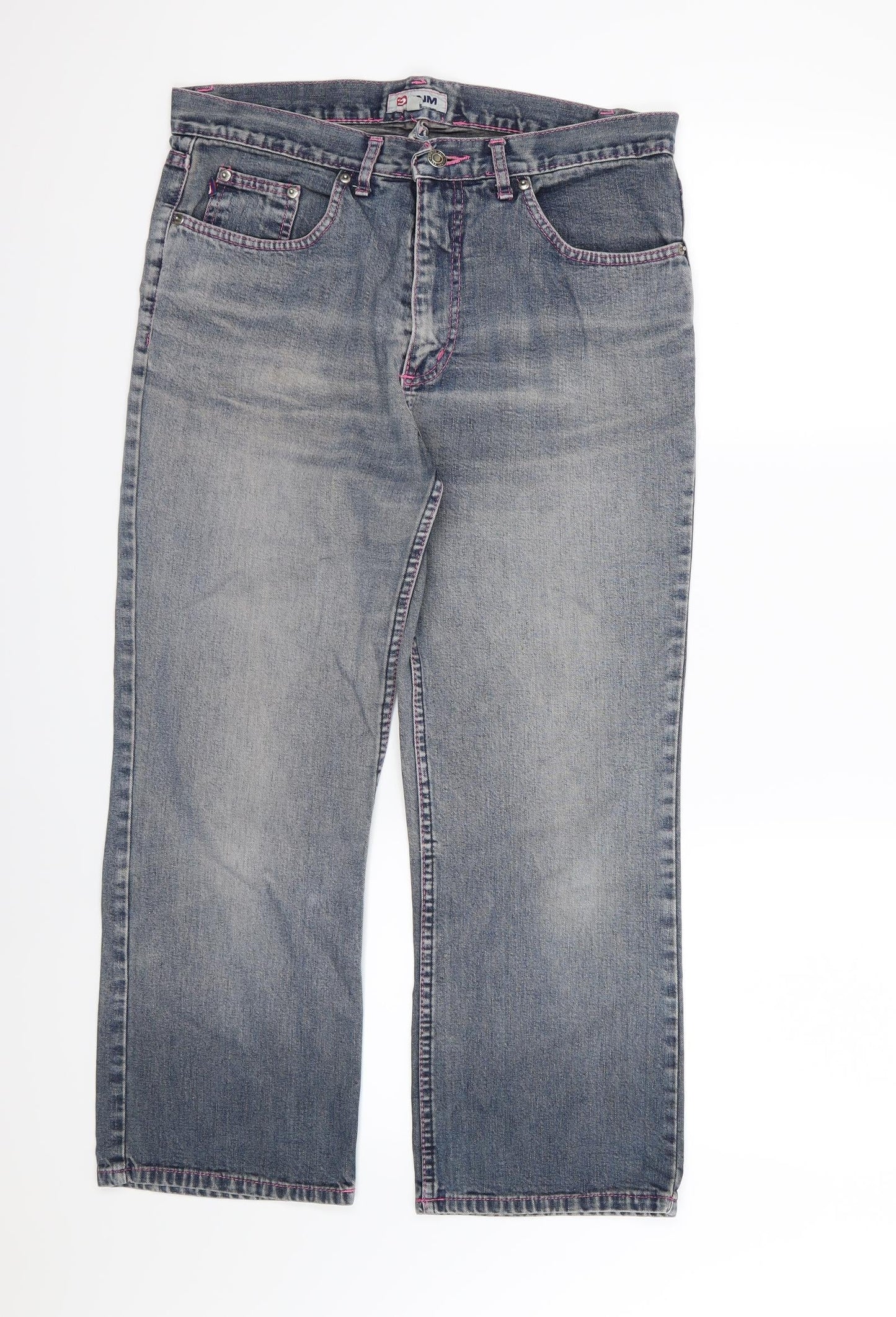 DNM Womens Blue  Denim Straight Jeans Size 14 L25 in - Short Leg