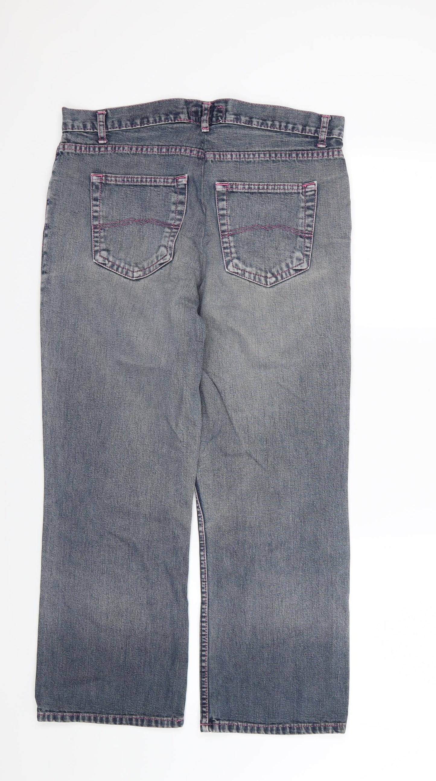DNM Womens Blue  Denim Straight Jeans Size 14 L25 in - Short Leg
