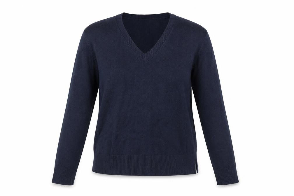 Front view of Marks & Spencer women’s blue jumper, size UK 8