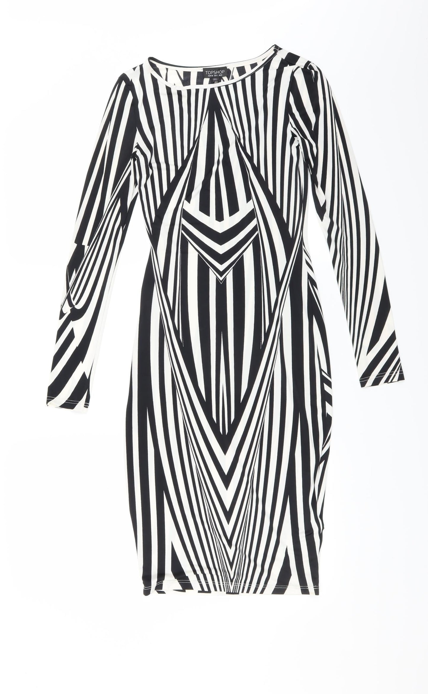 Topshop Womens Black Geometric  Bodycon  Size 8