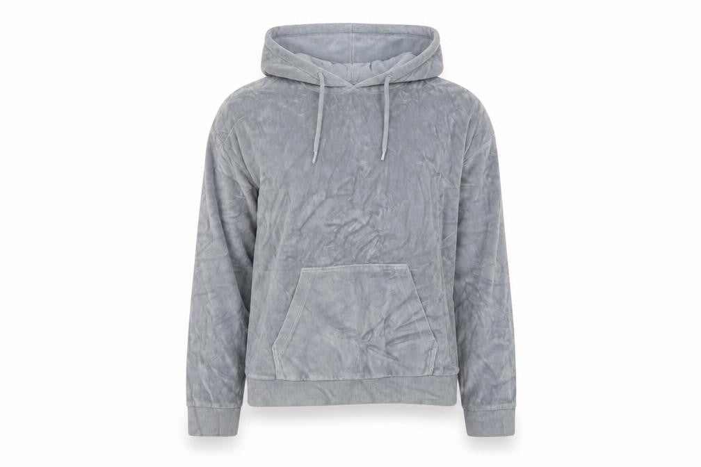 Front view of Topshop women’s grey pullover hoodie, size UK 8