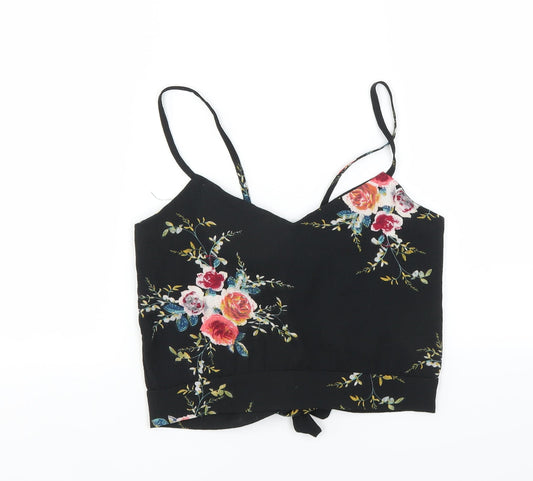 Preworn Womens Black Floral  Camisole Blouse Size S