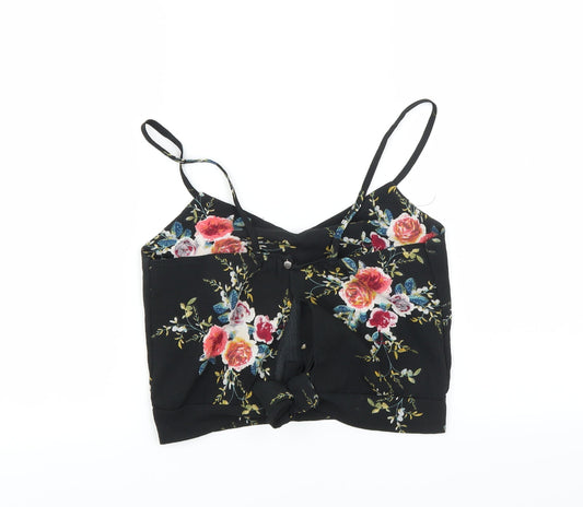 Preworn Womens Black Floral  Camisole Blouse Size S