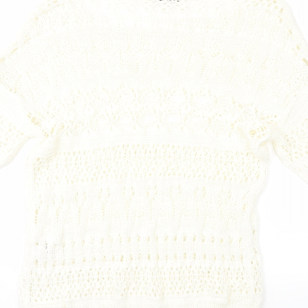 NEXT Womens White  Knit Pullover Jumper Size S
