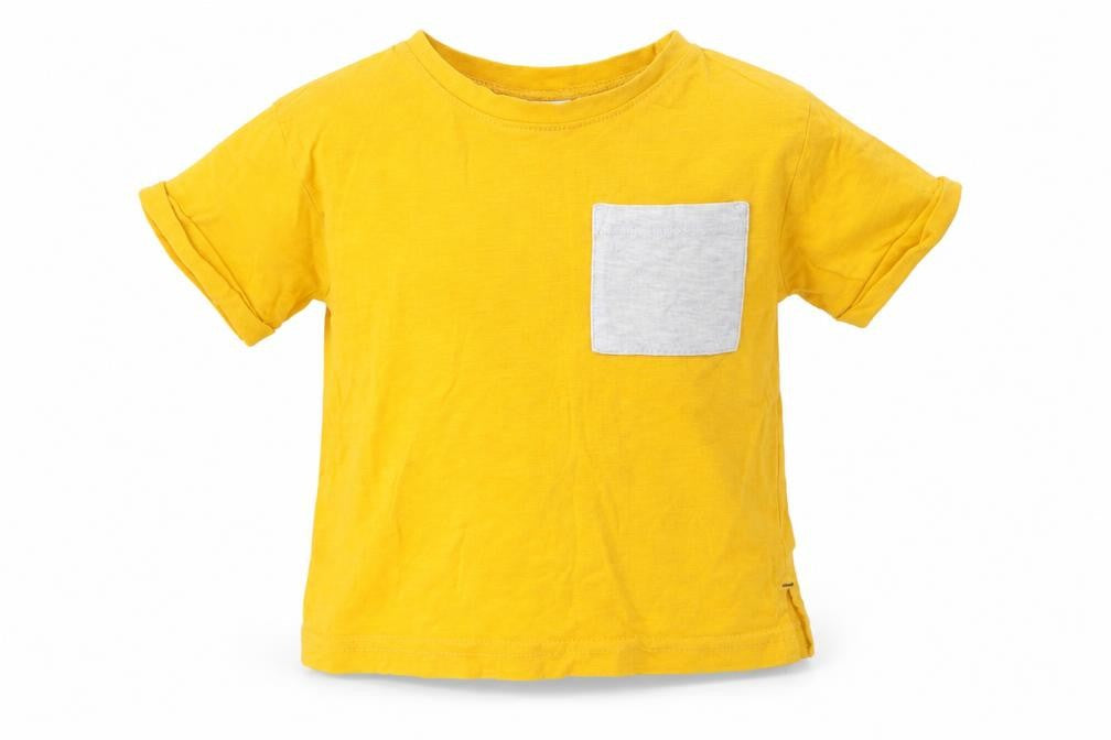 Front view of Zara Baby Yellow Basic T-Shirt, size 12, Months