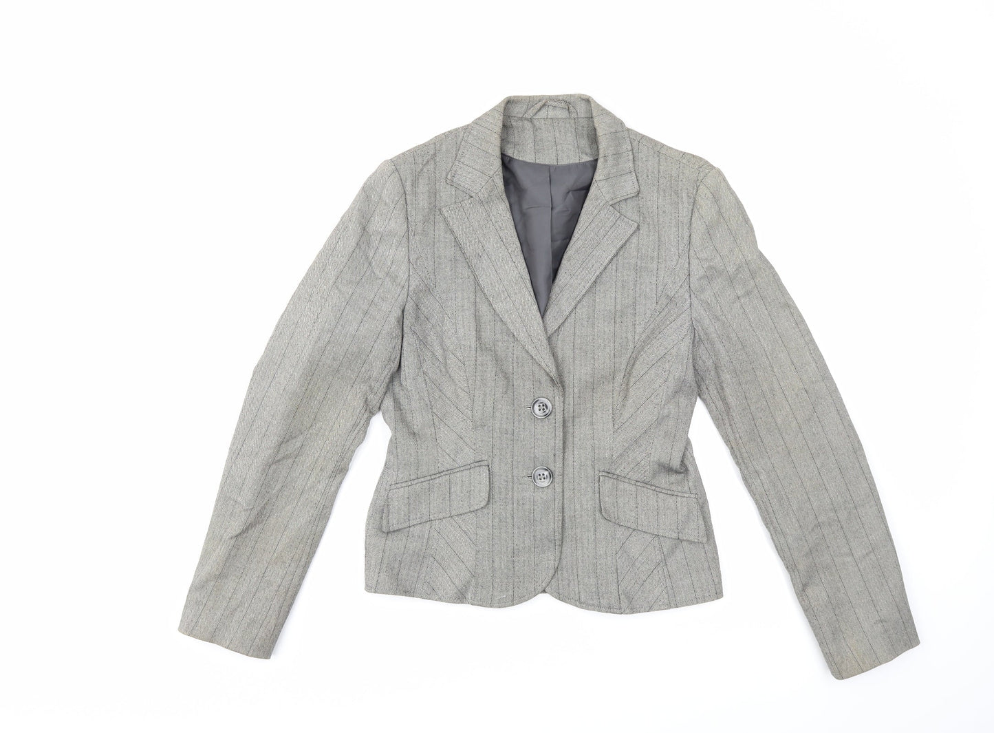 Dorothy Perkins Womens Grey Striped  Jacket Blazer Size 8
