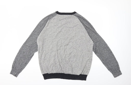 Easy Mens Grey  Knit Pullover Jumper Size L
