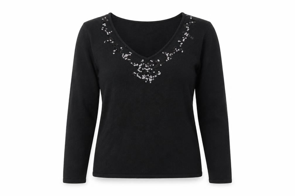 Front view of Bonmarché women’s black jumper, size S