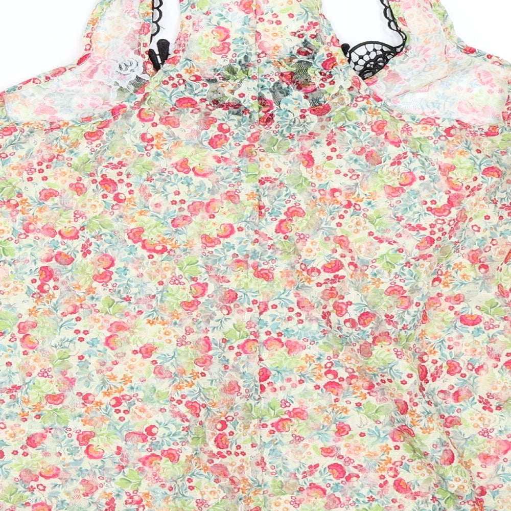 River Island Womens Green Floral  Basic Blouse Size 6  - Lace Top