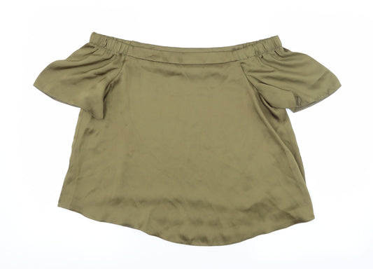 New Look Womens Green  Satin Basic Blouse Size 10