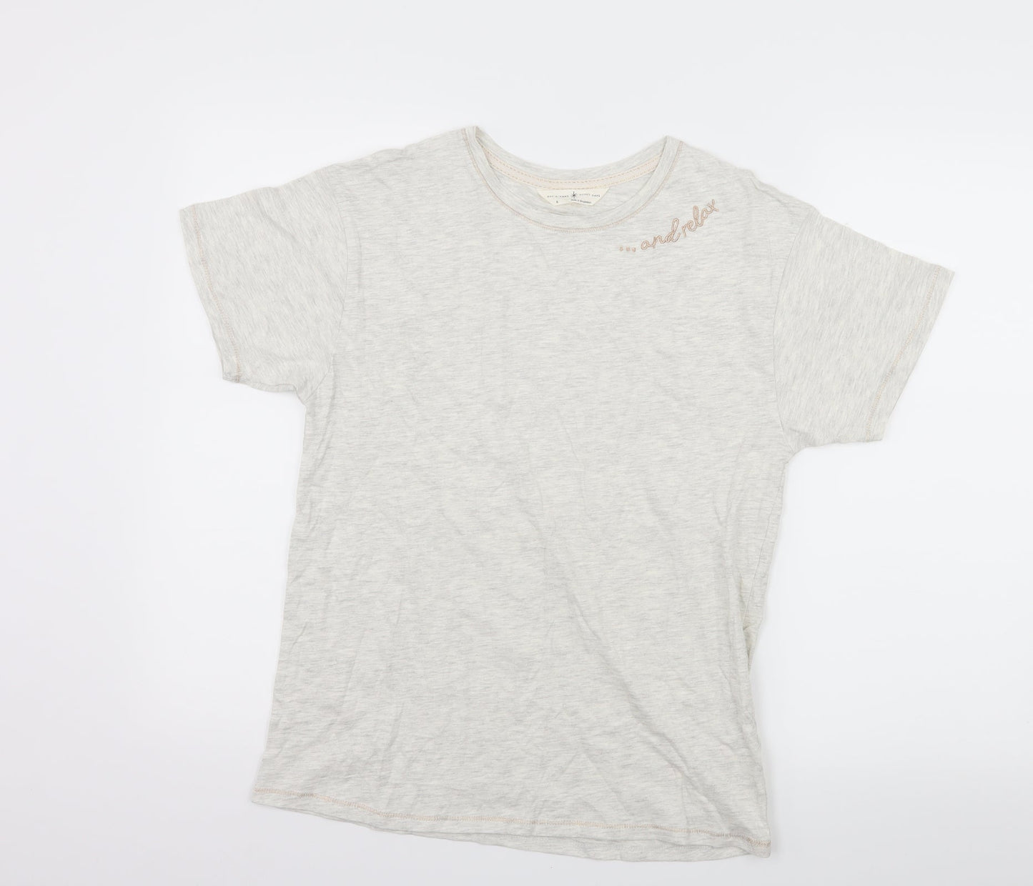 Marks and Spencer Womens Ivory Solid Jersey Top Pyjama Top Size 8  - & Relax