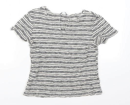 Zara Womens Grey Striped  Basic T-Shirt Size S